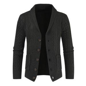 Sweaters voor heren herfstheren vast wollen breischap Cardigan lange mouw kleur vintage veelzijdige stijl vesten vachters jas zakken knop trui 230822