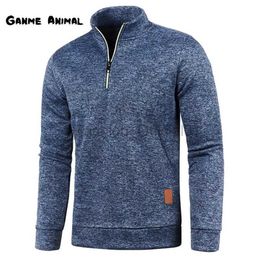 Pulls pour hommes Automne Mens plus épaisses Half Zipper Pulls Pullover pour Hoody Man Sweatshir Couleur Couleur solide Colorcelle Swewatshirts 4xl D240429