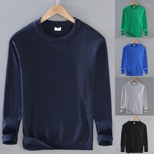 Herensweaters Herfsttrui Zwart dieptepunt Shirt Heren Ronde hals Effen kleur Toptrui met elastische geribbeld voor heren