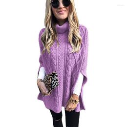 Heren Truien Herfst Winter Toevallige Losse Gebreide Trui Vrouwen Mode Coltrui 3/4 Mouwen Effen Kleur Poncops Elegante Twist Shawl Jumper