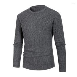 Pulls pour hommes automne hiver pull décontracté col rond à manches longues pulls tricotés pull solide noir blanc tricots vintage