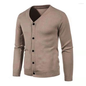 Pulls pour hommes automne hiver tricot col en v à manches longues cardigan pull épais chaud mode mâle décontracté bouton manteau