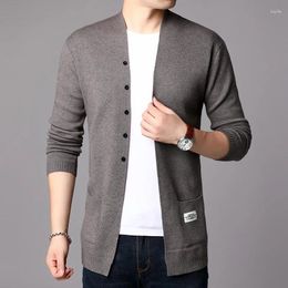 Pulls pour hommes automne hiver tricoté cardigan pull coréen mode solide laine chaude veste manteau