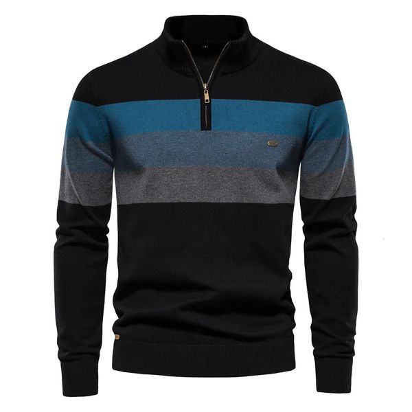 Pulls pour hommes Automne Hiver Pull tricoté Hommes Demi-pull à glissière épais col roulé homme tricot pull pull décontracté sweat-shirts vêtements masculins 231211