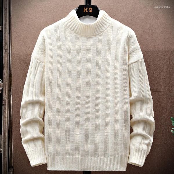 Suéteres para hombre Otoño Invierno jerseys de cuello alto para hombre de punto Casual sudadera Harajuku moda Vintage Slim Fit ropa