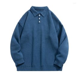 Pulls pour hommes Automne Hiver Hommes Pulls tricotés Polo Col Pull épais Mode Homme Lâche Kintwear Manches longues Couple surdimensionné