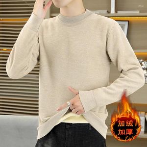 Suéteres para hombres Otoño Invierno Hombres Punto Coreano O-Cuello Slim Fit Espesar Cálido Sólido Jerseys Moda Navidad Suéter Streetwear