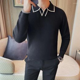 Suéteres para hombres Otoño Invierno POLO Camisa de punto para hombres Manga larga Slim Fit Suéter Moda Marca Casual Negocios Prendas de punto Jerseys M-4XL