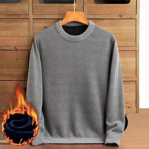 Pulls pour hommes automne hiver pull col rond solide lanterne flocage filetage à manches longues pull tricoté bas décontracté hauts