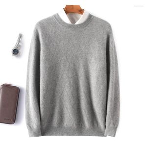 Pulls pour hommes automne/hiver Pure laine froide Blouse doux et respirant pull col rond couleur unie pull