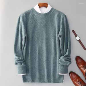 Pulls pour hommes automne/hiver Pure laine résistant au froid vêtements col rond couleur unie pull mode pull