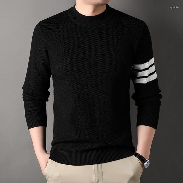 Suéteres masculinos otoño invierno redondo redondo sweater rayado rayado estilo coreano jacquard moda casual manteniendo la camisa tímida hombres