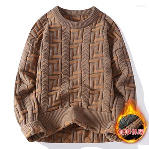 Pulls pour hommes automne hiver épais col rond pull mode décontracté chaud tricot pull pour hommes