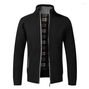 Pulls pour hommes automne hiver chaud cardigan hommes polaire vestes à glissière hommes coupe mince tricoté pull manteau épais pull manteau