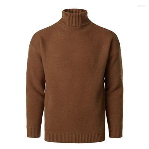 Herentruien herfst winter warme heren o-neck hoge kraag lange mouw met lange mouwen solide los zachte dikke pullover trui topsmannen van olga22