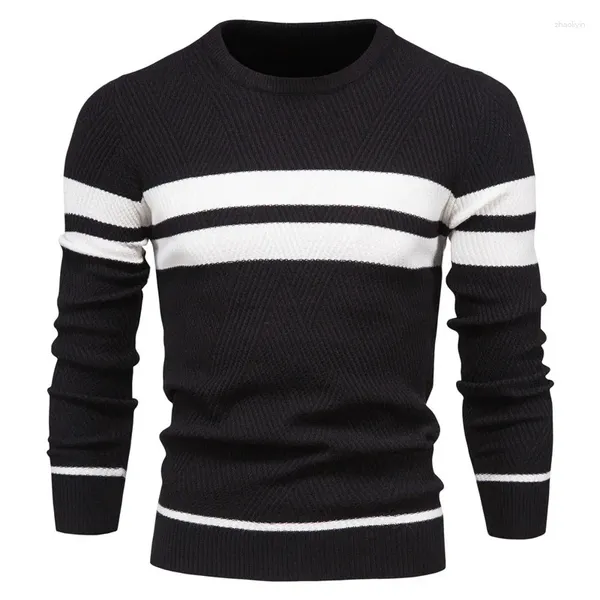 Suéteres para hombres Otoño Invierno Y2K Mens Jersey Suéter Moda Casual de gran tamaño Negro Blanco Rayas Punto Hombre Streetwear Prendas de punto Trikot