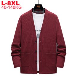 Pulls pour hommes Big 6xl 7xl 8xl 140kg Hommes Coton Cardigan Veste Hommes Casual Lâche Surdimensionné Manteau Boutonné Printemps Automne Plus-size Cardigan 230808