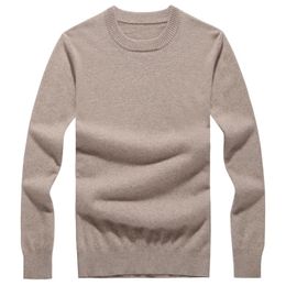 Suéteres masculinos tamanho grande cabra cashmere boutique pulôver básico suéter bege branco 8 cores oneck 340g M/110-2XL/125