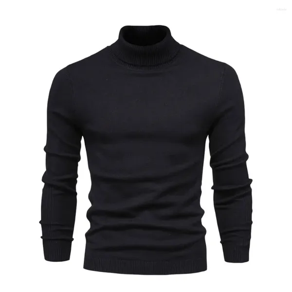 Suéteres para hombre Invierno negro de moda para hombres Fácil de combinar con cualquier atuendo Jersey de cuello alto