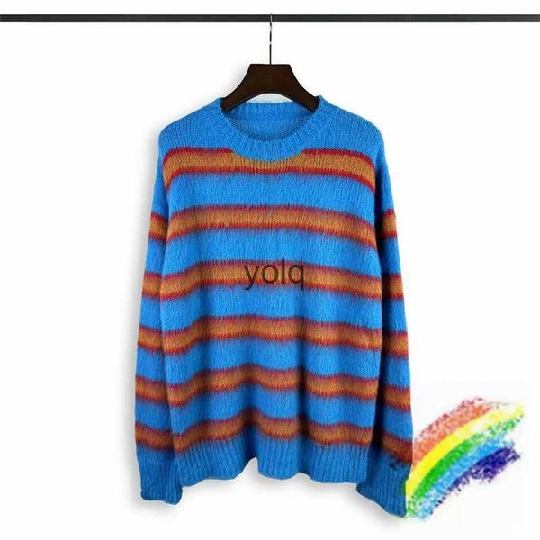 Pulls pour hommes Blue Stripe Knit Mohair Sweater Crewne Men Femmes B Quality Fashion Casual Overshiphirtsyolq