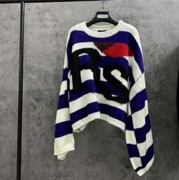 Heren Truien Blauwe Streep RAF SIMONS RS Trui Voor Mannen Vrouwen Top Versie Oversize Bat Shirt Gebreide Sweatshirts v4