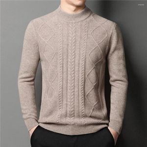 Herentruien Brand Merino Wool O-Neck gestreepte gebreide trui Men kleding herfst