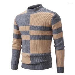 Pulls pour hommes Marque Pull Pull 2023 Hiver Demi-Col Haut Slim Fit Casual Top 156