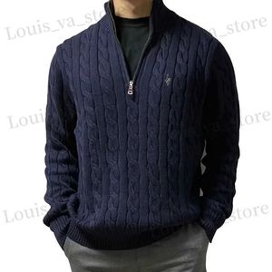 Suéteres para hombres Suéteres de marca Suéteres para hombre Suéter de punto cálido Suéteres de cuello alto de moda sólida Media cremallera 100% algodón Abrigo de invierno Casual 8509 T231016