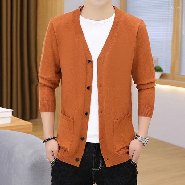 Suéteres para hombres Marca Primavera y otoño Suéter Hombres Manga larga Cardigan con cuello en V Botón Up Hombre Abrigo de punto Negocio Casual Sólido 5XL