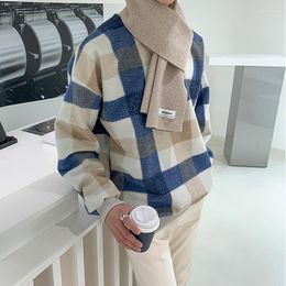 Hommes chandails Style britannique hommes automne décontracté mode tricot col rond hiver à manches longues pull pull 2023 E98