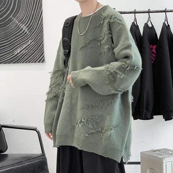 Pulls pour hommes Pull cassé Automne et hiver Porter Japonais Vintage Casual Split Knitwear Ins Marque de mode Manteau en vrac