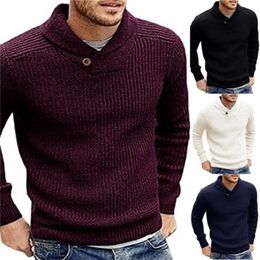 Herentruien Bourgondische Winter Warm Sweater Rapel Pullover Retro Casual Knit voor Fashion Designs Solid Color Autunm Outerwear 220830