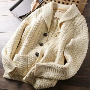 Chandails pour hommes Cardigan pull automne hiver épaissi manteau décontracté couleur unie manches longues poches à simple boutonnage tricoté