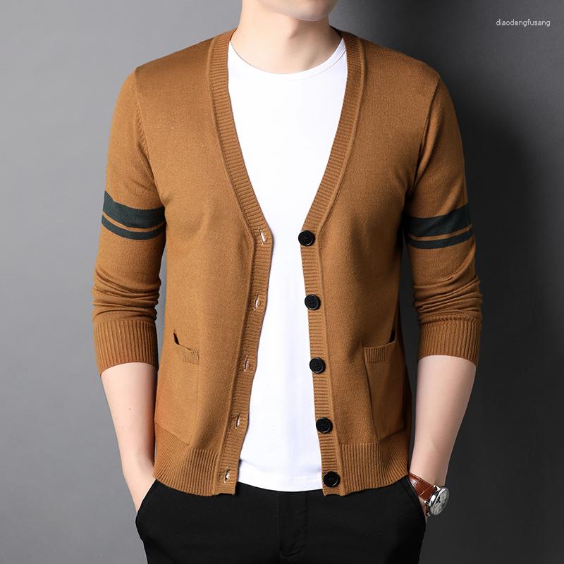 Men's Sweaters Cardigan V Neck High Quality Long Sleeve Single Breasted Computer Knitted Business Casual Male 3XL