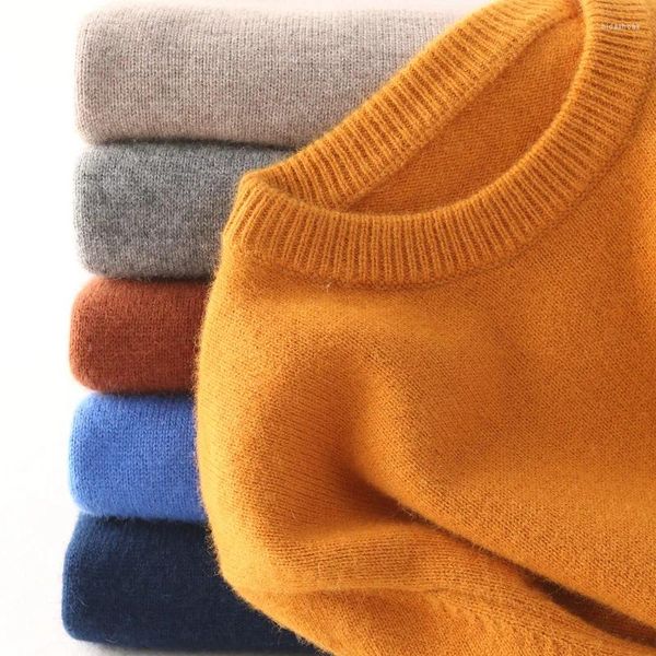 Suéteres para hombres Cashmere Mezcla de algodón Jersey Hombres Suéter 2023 Otoño Invierno Clásico Color Sólido Jersey Hombre Pull Homme Hombre Punto