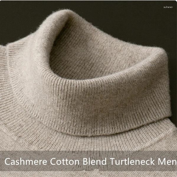 Suéteres para hombres Cashmere Mezcla de algodón Cuello alto Hombres Jerseys 2024 Otoño Invierno Jersey diario Jersey Hombre Pull Homme Suéter de punto