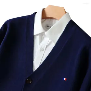 Pulls pour hommes Cachemire Cardigan Cardigan d'âge moyen V-Col Fit Manteau Laine Automne Hiver Épais Pull Hommes Veste Douce Chaud Plus Taille M-5XL