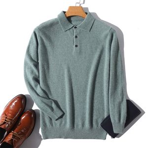 Mannen Truien Kasjmier Revers Shirts Lente Herfst Truien Gebreide Warme Tops Mannelijke 100 Wol POLO Grote Maat 220829