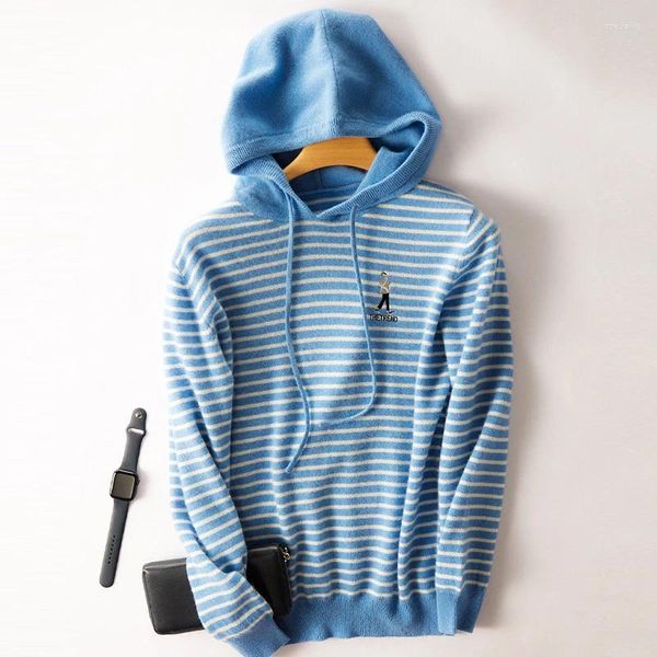 Pulls pour hommes Cachemire Hommes Pull à capuche Stripe Laine Mélange Sweats à capuche Lâche Niche Design Mâle Pull Tops Mode Automne Hiver Vêtements