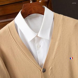 Pulls de chair en cachemire pour hommes Vêtements cardigan en v-à col en tricot d'automne en vrac tops haut de gamme