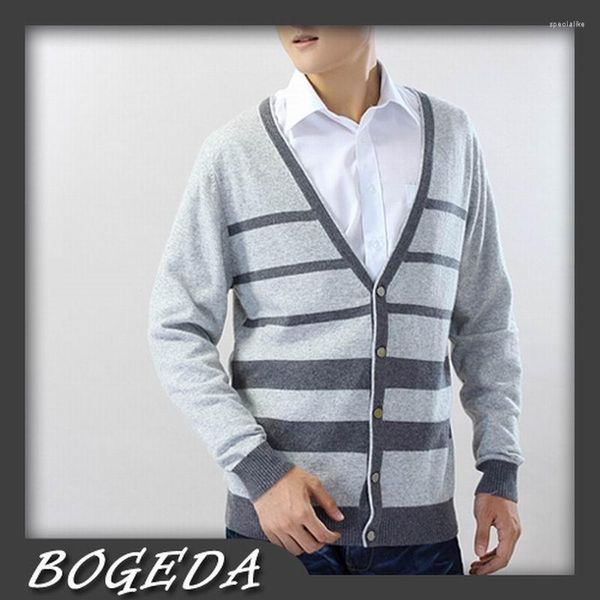 Pulls pour hommes Pull en cachemire Cardigan pour hommes Col en V Gris Style de mode de haute qualité Tissu naturel Déstockage