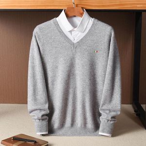 Suéteres para hombres Suéter de cachemira con cuello en v Jersey Otoño Invierno Cálido para hombre Jersey de lana Jersey Cuerda Hombre Pull Homme Plus Tamaño M-5XL