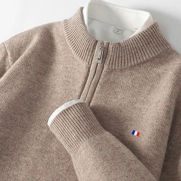 Pulls pour hommes Cachemire Sweatwear Hommes Turtlenecks Pulls en tricot Couleur unie Pull à manches longues Mâle Oversize Zipper Manteaux de base