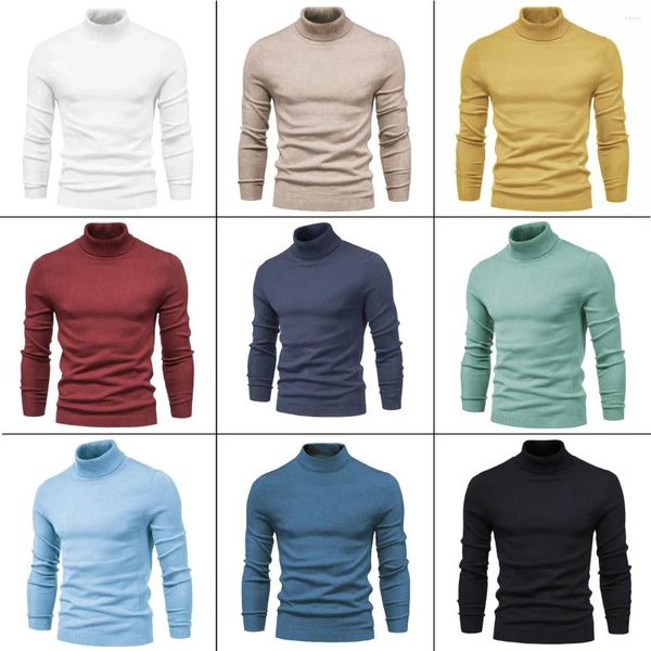 Chandails pour hommes décontracté col roulé coupe ajustée léger à manches longues pull pull haut T-Shirt Tops basiques vente en gros/goutte