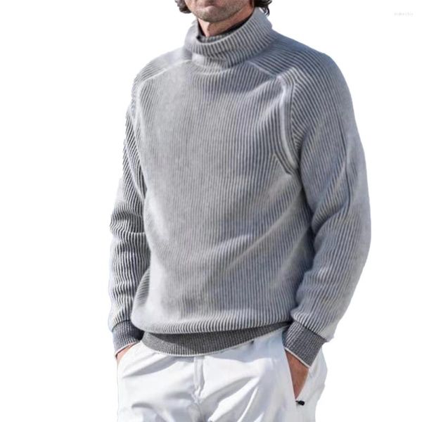 Pulls pour hommes décontracté hiver chaud pull à col roulé pull-over pulls noir confortable tricots élégant à la mode