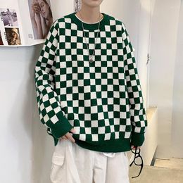 Suéteres para hombres Tablero de ajedrez Suéter cálido de talla grande Ropa de parejas a cuadros de otoño de moda