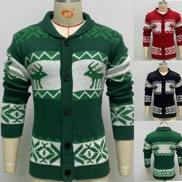 Suéteres para hombres Navidad Hombres Invierno Cardigan Suéter Ropa DE NAVIDAD