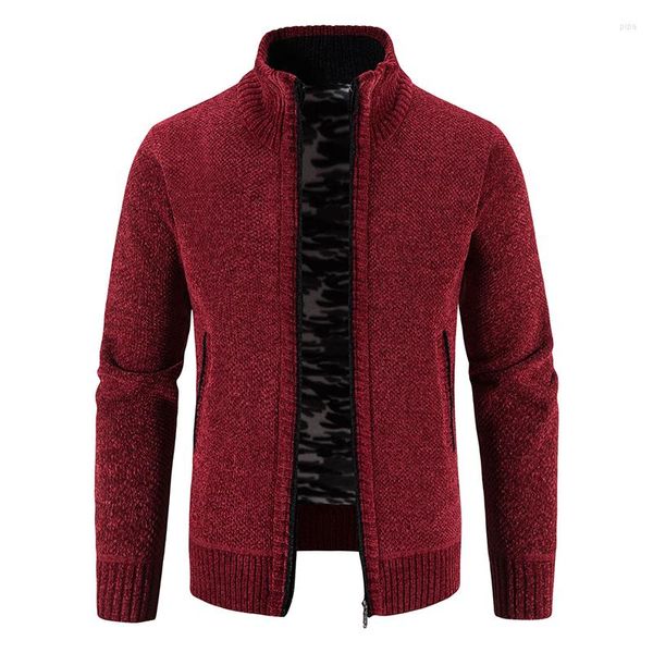 Suéteres para hombre, cárdigan básico clásico para hombre, suéter de manga larga de Color sólido, cuello alto, cremallera, grueso, invierno, negocios para jóvenes, Formal