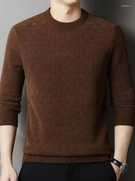 Suéteres para Hombres Ropa Suéter De Punto De Negocios Masculino Color Sólido Jerseys Negros Llanura Sin Sudadera con Capucha Calentada Una Lana Fea Estilo Coreano Cálido