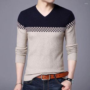 Suéteres para hombres Ropa Jerseys a cuadros Cuello en V Suéter de punto rojo Orden masculina Alta calidad Feo Casual Invierno 2023 Grueso Clásico X A